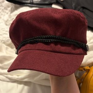 Burgundy Corduroy Newsboy Cap